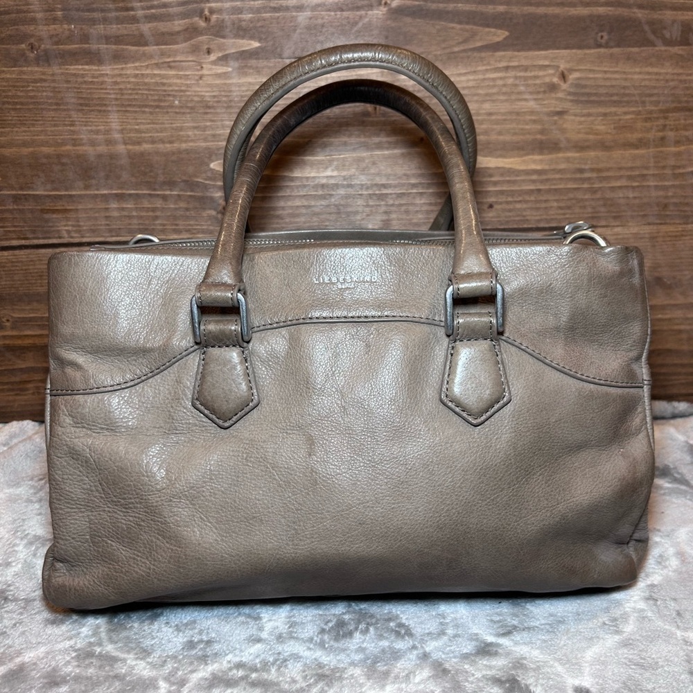 LIEBESKIND Berlin Georgia Foil Leather Satchel Beige Crossbody Bag